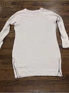 Athleta Blush Pink Long Sleeve Sweatshirt Dress with Side Zips